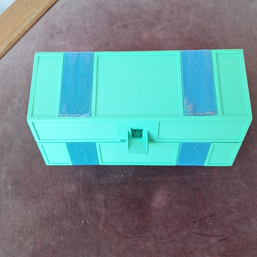 Vintage Rolykit Green Blue Tool Box Craft Fishing Sewing Organizer Portable