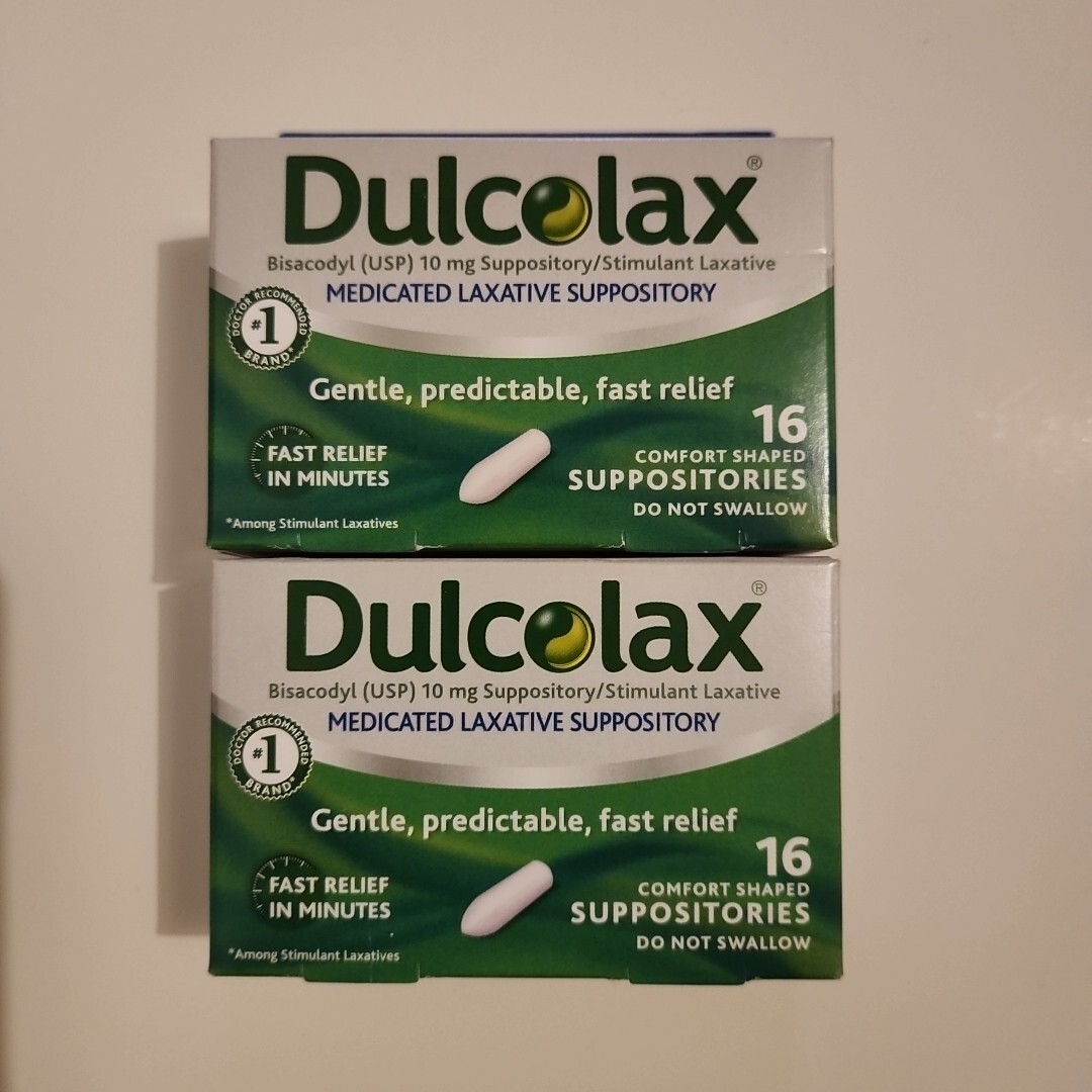 Dulcolax Medicated Laxative Suppository Gentle Fast Relief 16ct X2 Exp 2027+