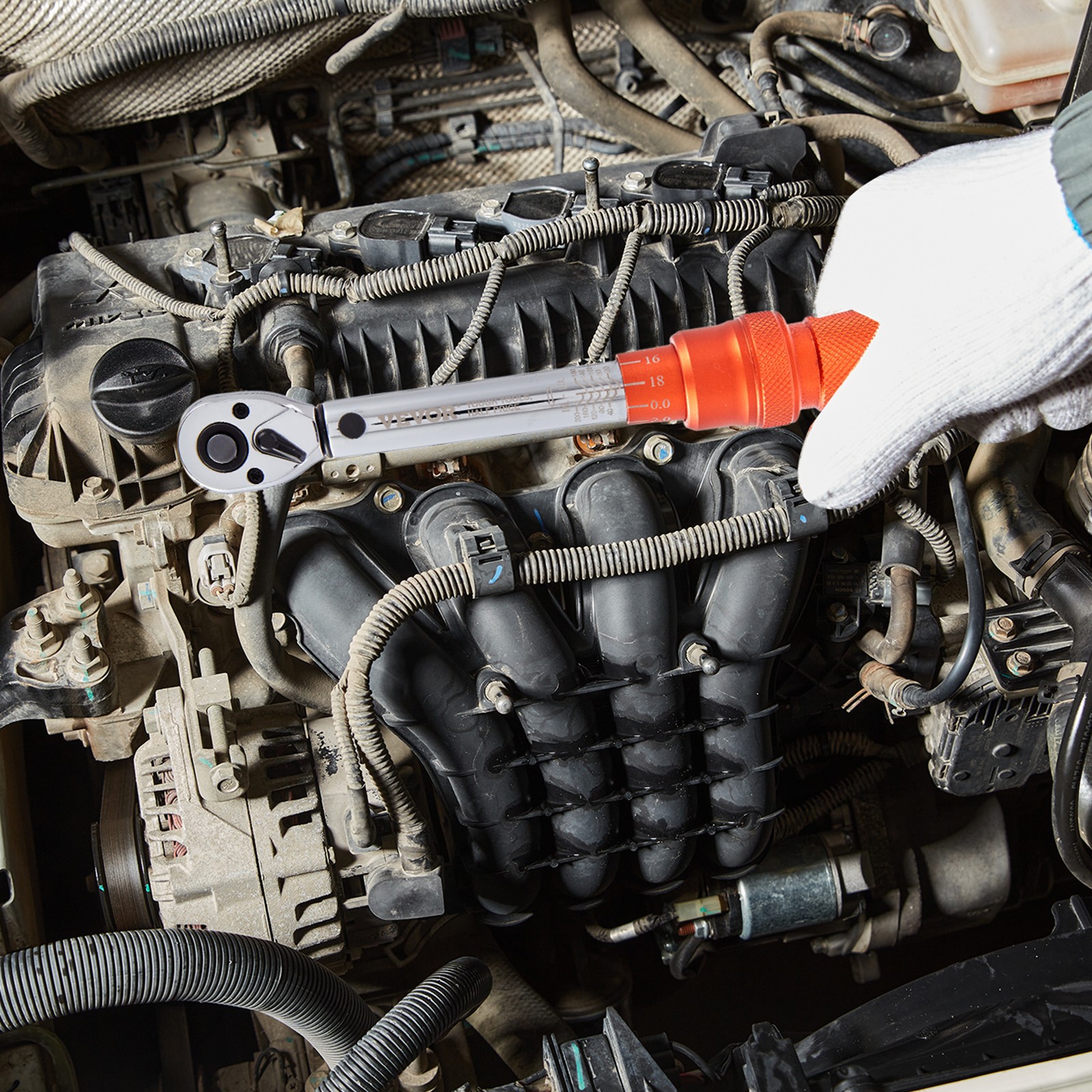 VEVOR Torque Wrench Adjustable Torque Wrench 1/4" Drive 20-200in.lb/2.3-23Nm