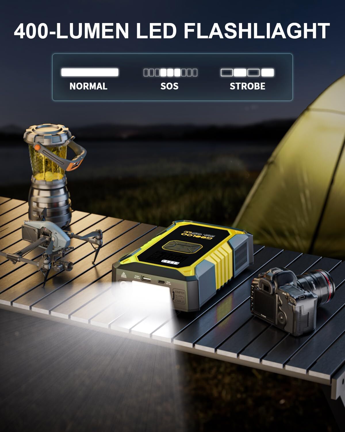 GOOLOO A3 Jump Starter with Air Compressor 3000A Portable Car Battery Booster