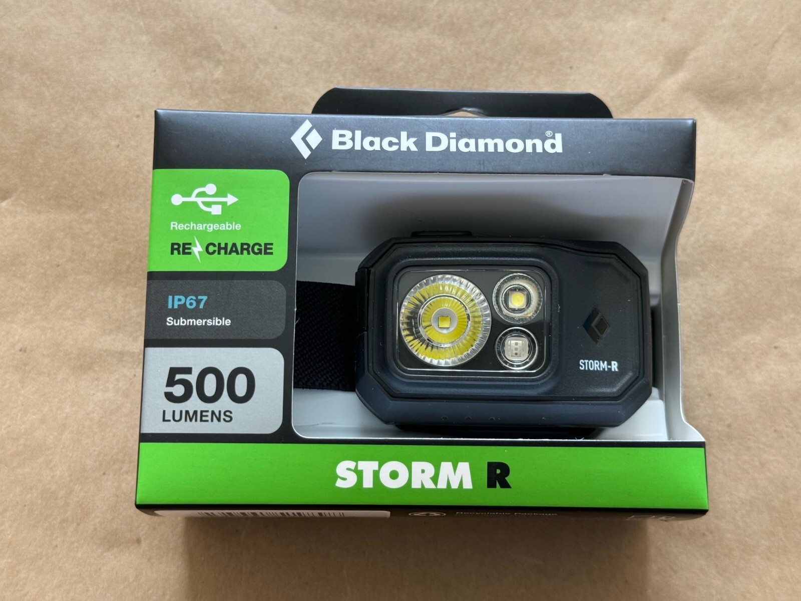 NEW BLACK DIAMOND STORM R 500 HEADLAMP COLOR BLACK FAST FREE SHIPPING