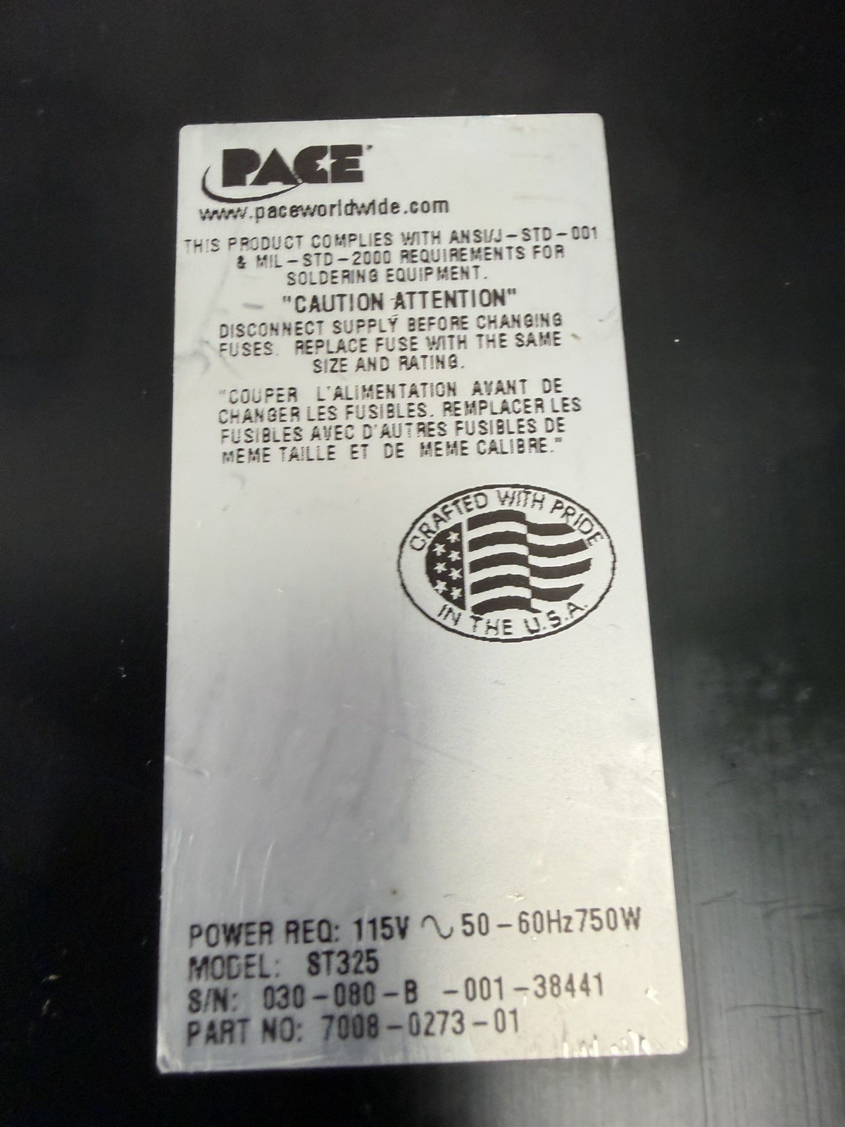 PACE ST 325 Rework Station w/ PIK-VAC Handpiece 115v *Guaranteed* Ships Fast