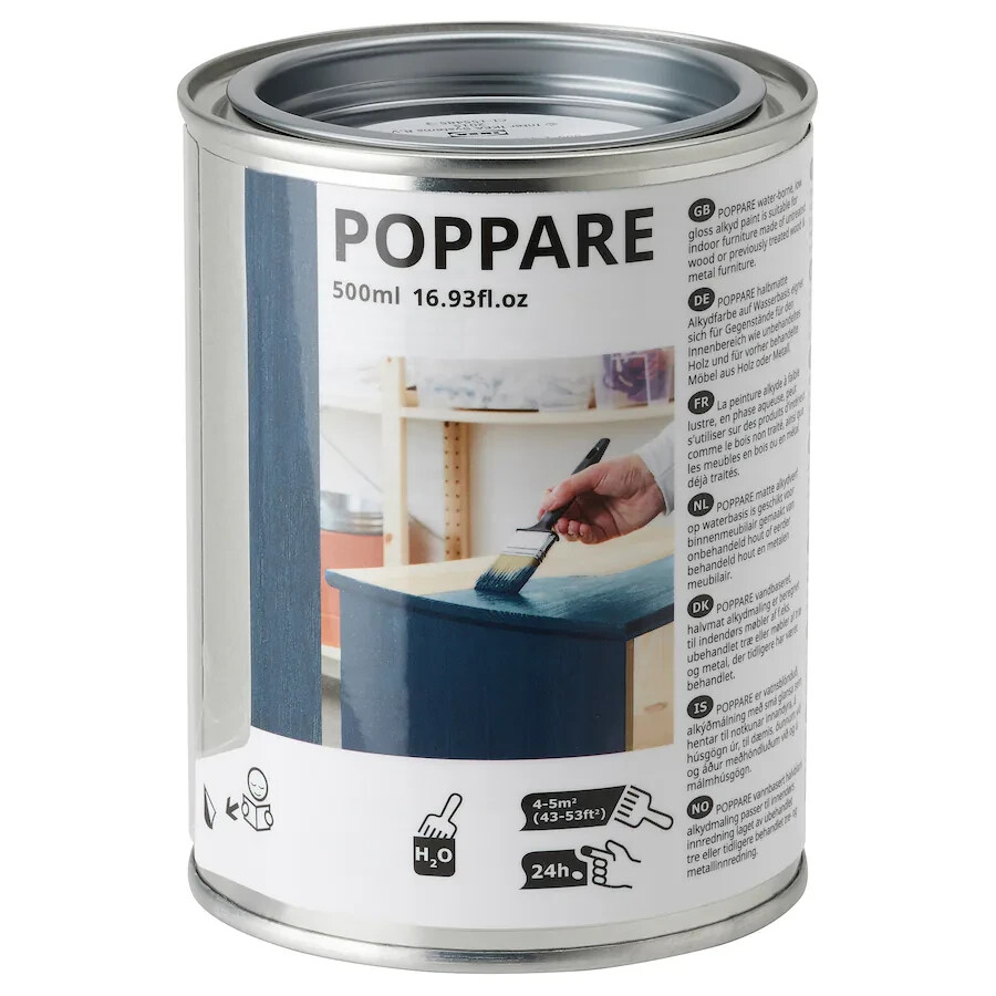 IKEA POPPARE Paint, water-borne, low gloss, Blue 16.9 oz 804.714.64