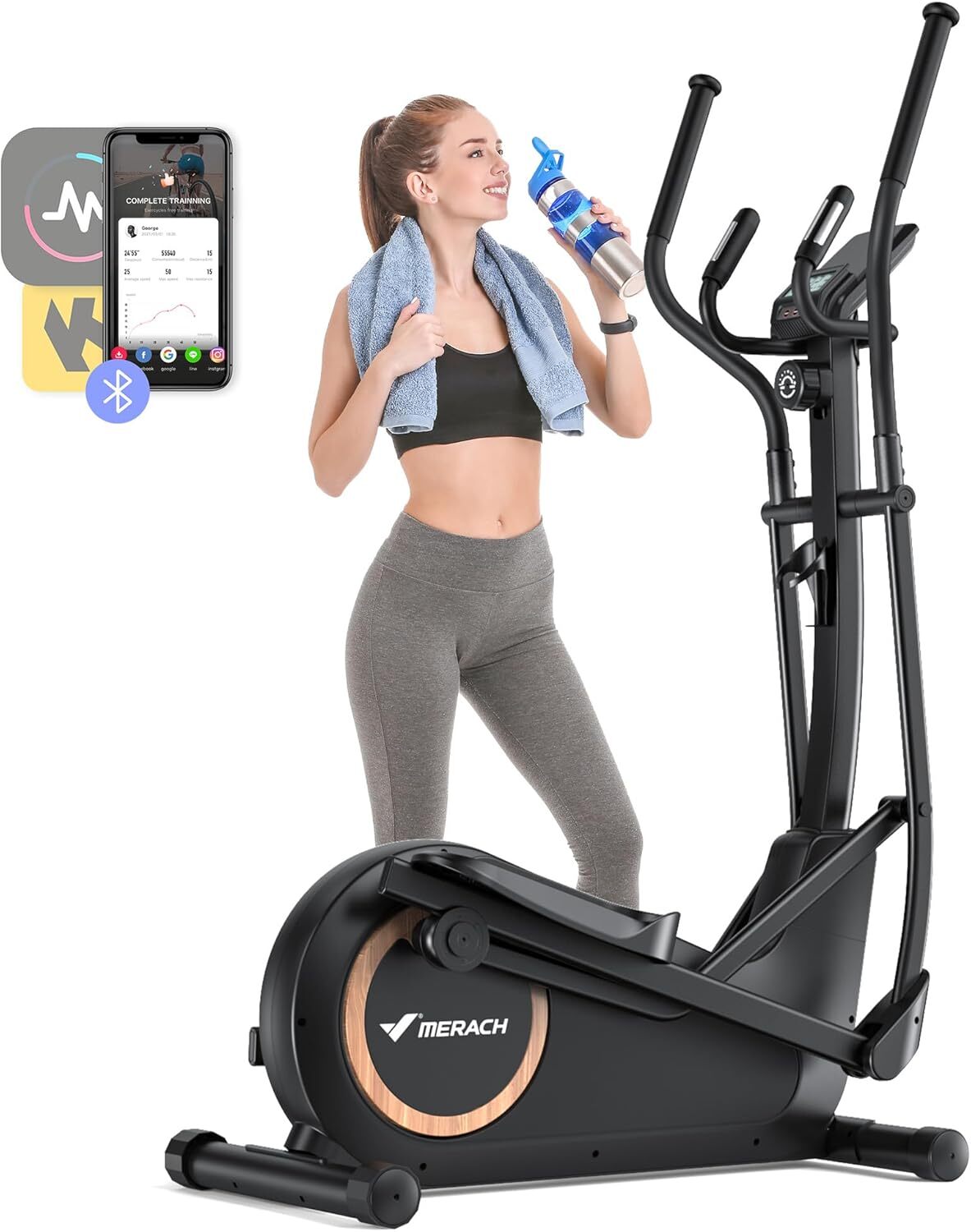MERACH E33 Elliptical Exercise Machine for Home Self-Powered with Magnetic Drive