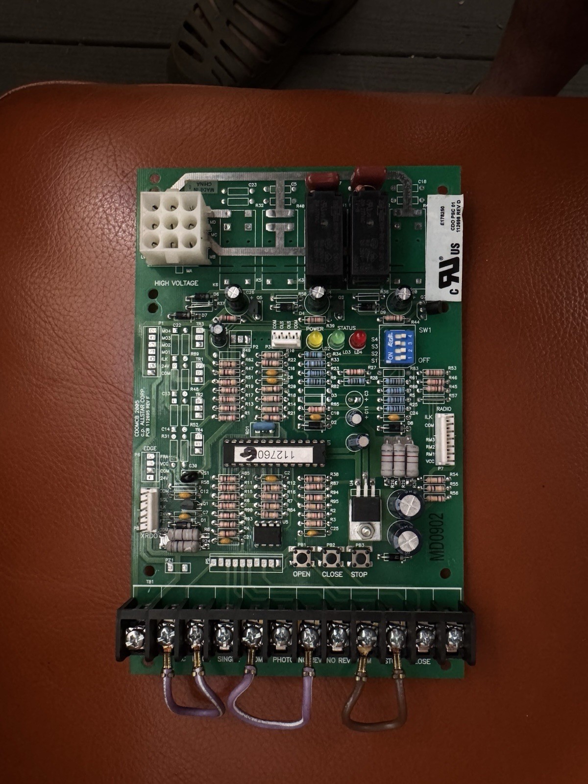 MD0902 Linear Garage Door Motor PCB 2 Relay Control Board E178250 112698 112695