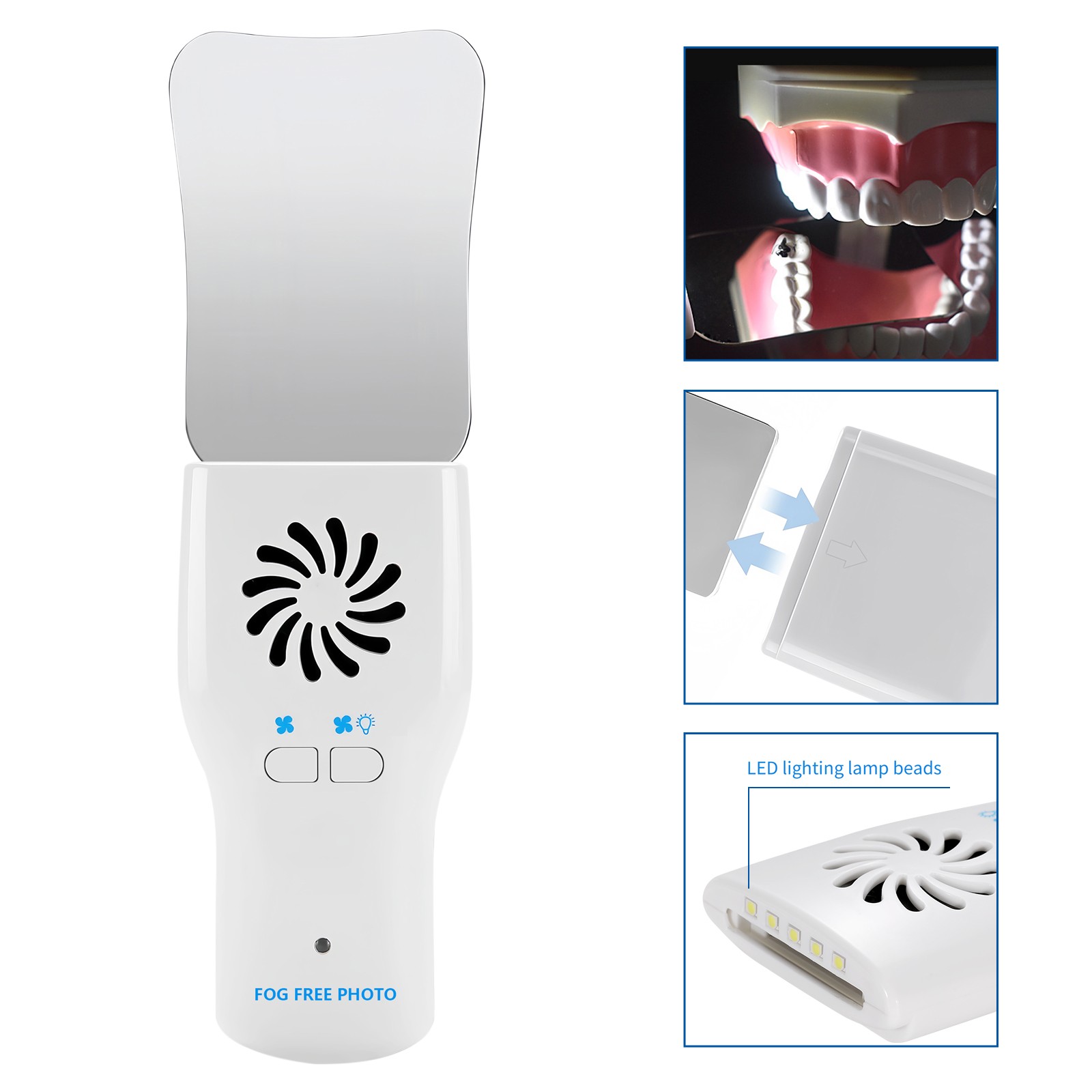 Dental Occlusal Mirror Fog Free LED Intra Oral Photo System 4 Mirrors Anti-Fog