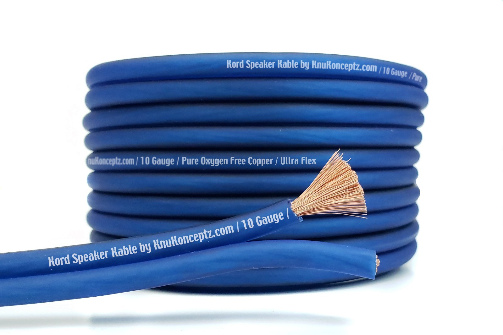 KnuKonceptz Kord 10 12 14 16 Gauge Blue Copper Speaker Wire Cable OFC lot