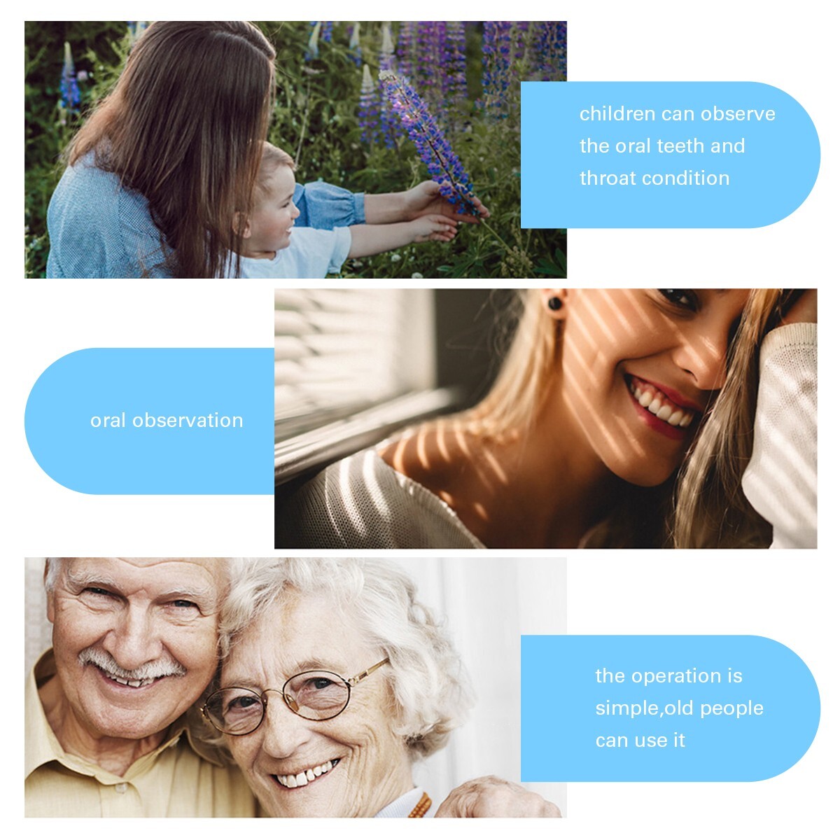 AZDENT Dental USB Intraoral Camera 8 LED Oral Endoscope 3-Speed Adjustment IPX5