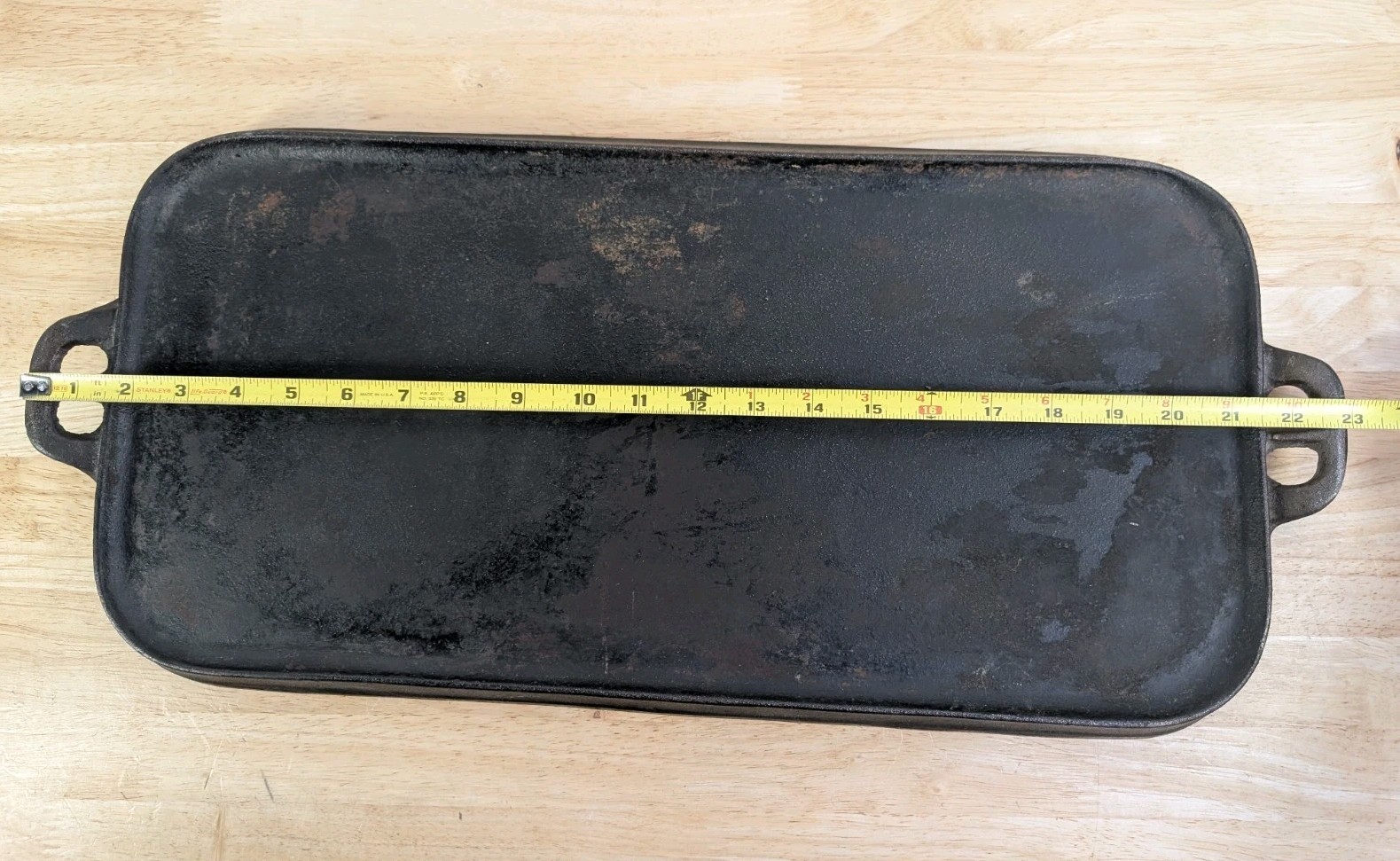Vintage Cast Iron Long Griddle - No. 6 - Flat Griddle - 23in x 10in - Heavy