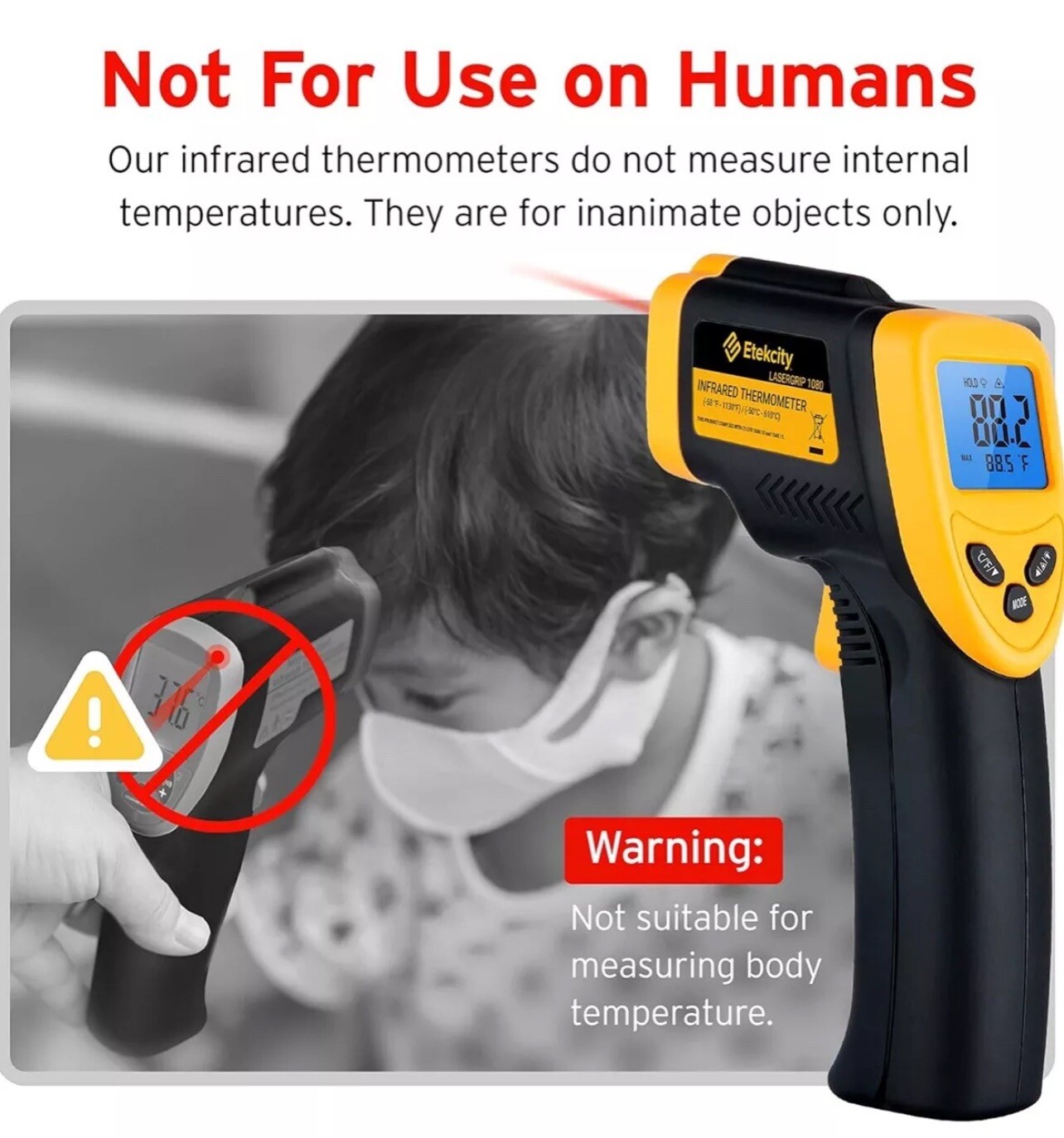 Etekcity Infrared Thermometer Laser Temperature Gun For Food BBQ Pizza Oven