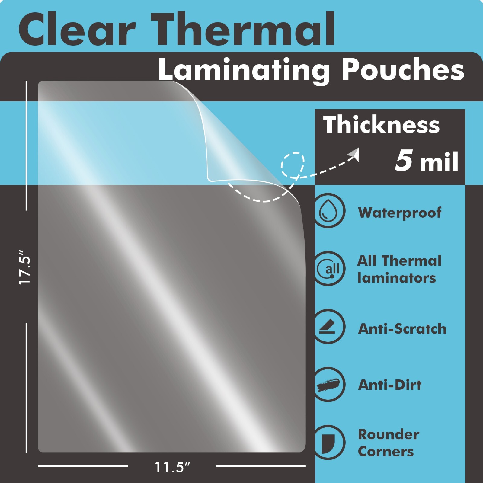 Koala Thermal Laminating Pouches 11.5x17.5 In 50 Sheets 5 Mil Seal 11x17 Menu