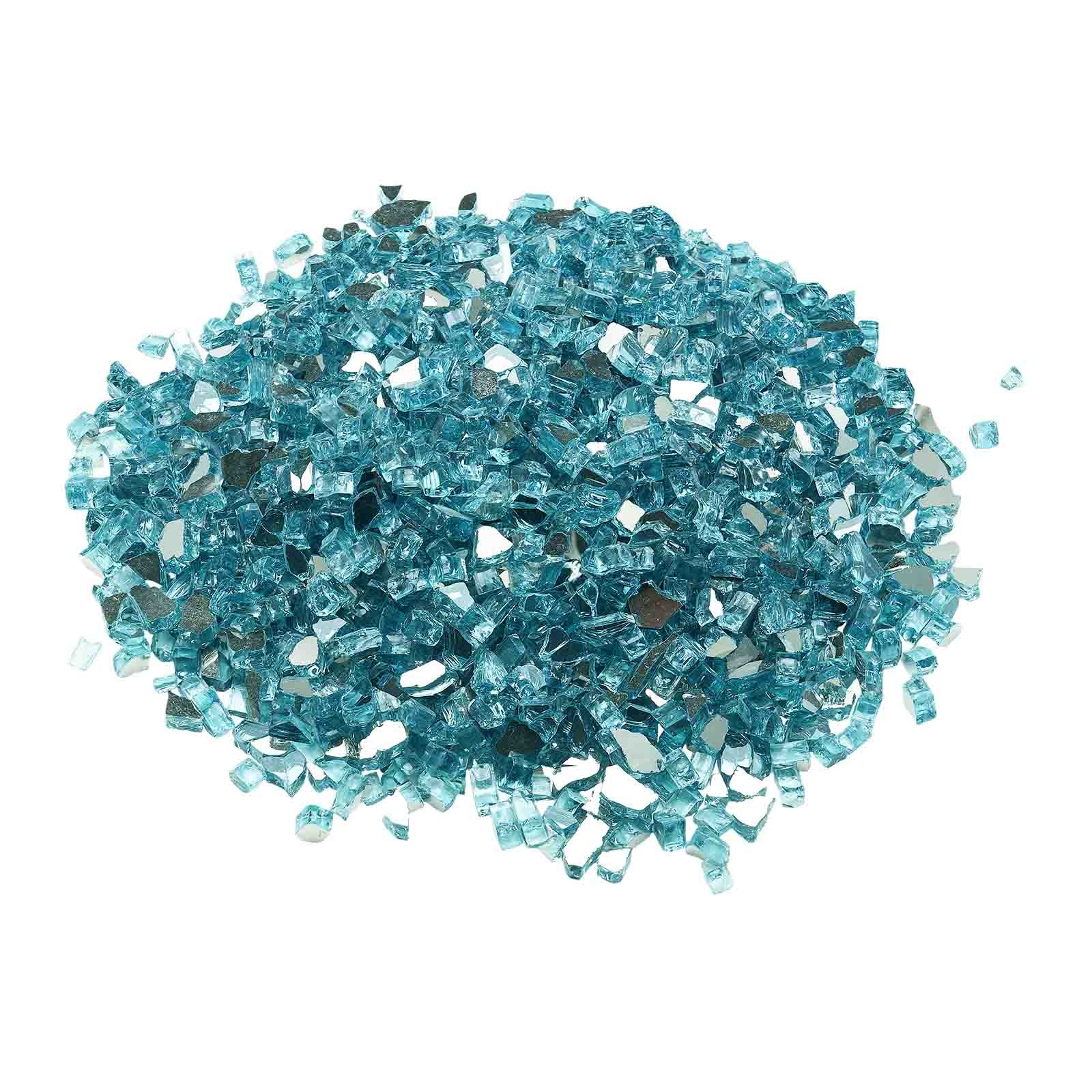Uimoso 20 lbs Aqua Blue 1/2-Inch Glass Stones for Fire Pit or Fireplace