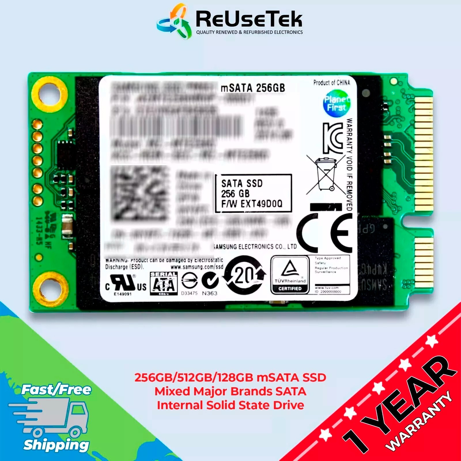 256GB/512GB/128GB mSATA SSD Mixed Major Brands SATA Internal Solid State Drive