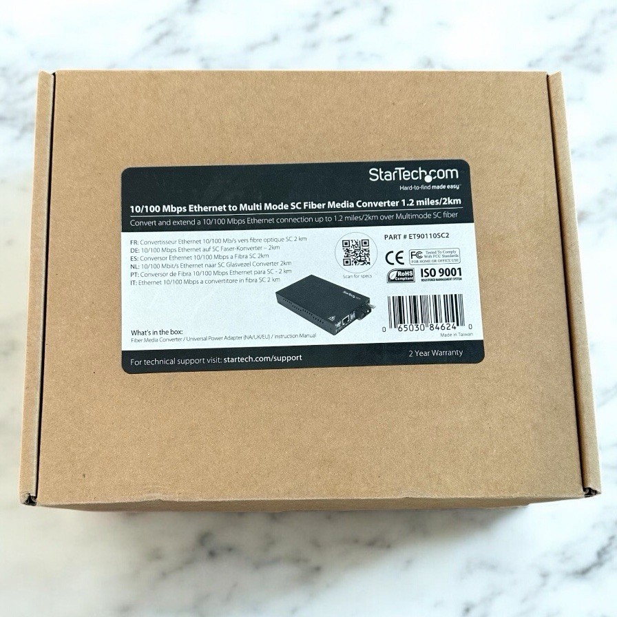 StarTech 10/100 Mbps Multi Mode Fiber Media Converter SC 2 km ET90110SC2