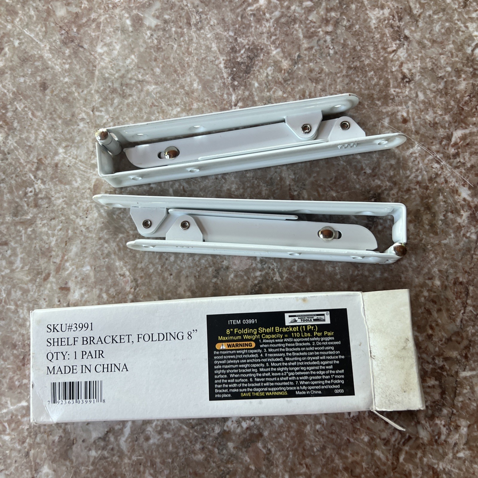 Folding Shelf Bracket 8 Inch Pair Brand New In Box