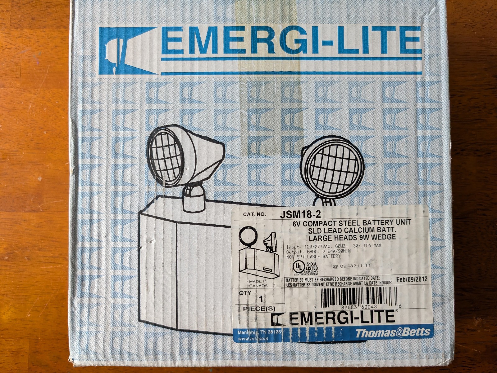 Emergi-Lite JSM18-2 6V Double Head Emergency Lighting, New-Old Stock