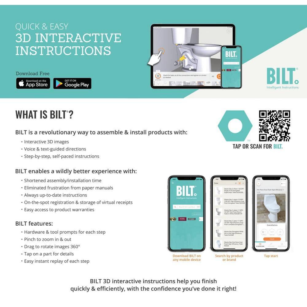 Glacier Bay N2316 Dual Flush Elongated Toilet 1.1/1.6 GPF, White Seat Included