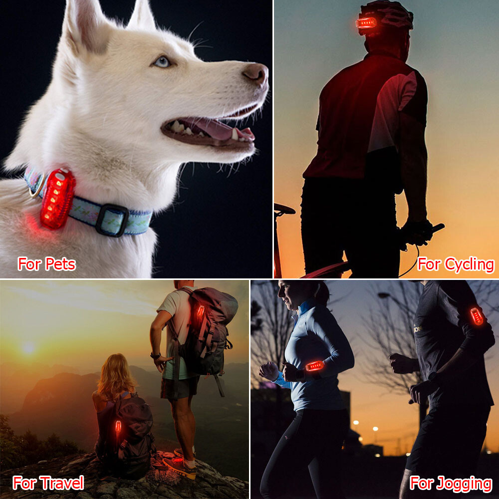LED Safety Lights Night Running Clip On Bike Tail Jogging Warning Flashing Dog