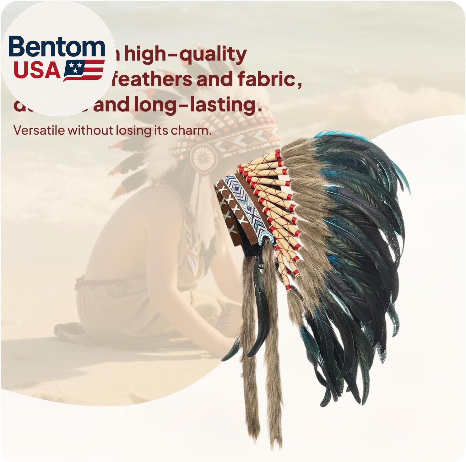 Indian Artificial Feather Headdress, American Chief Indian Native Hat, Indian He