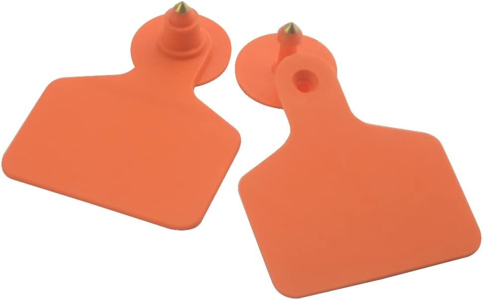100 Sets Livestock Identification Blank Ear Tags Orange Livestock Ear Tag Bla...