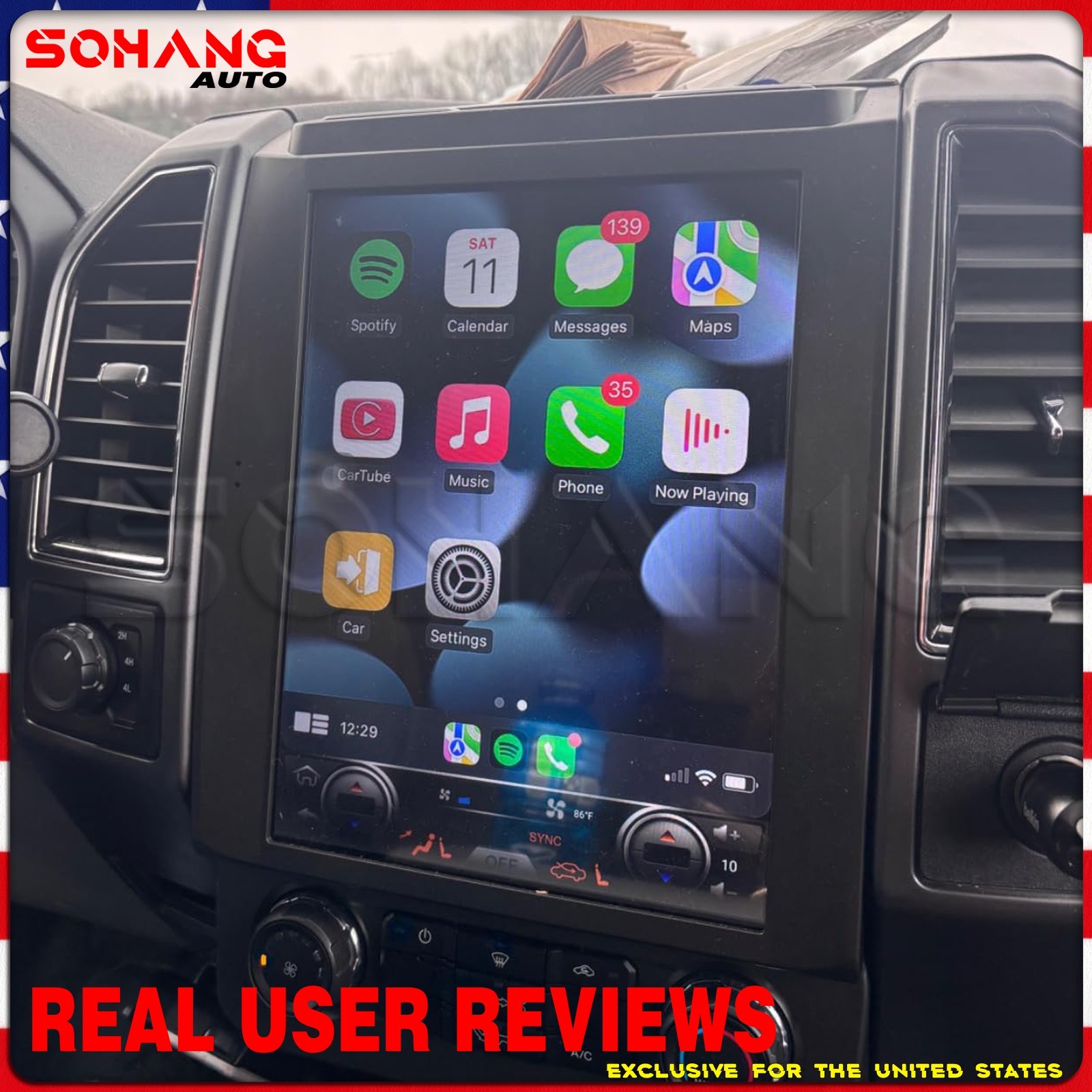 SoHang | 12.1" for Ford F150 F250 F350 Car Radio 2015-2021 Tesla Style Carplay