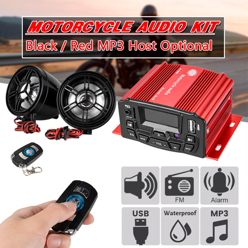 Motorcycle Audio Speakers Kit Bluetooth ATV 4 Wheeler Stereo AUX System FM Radio