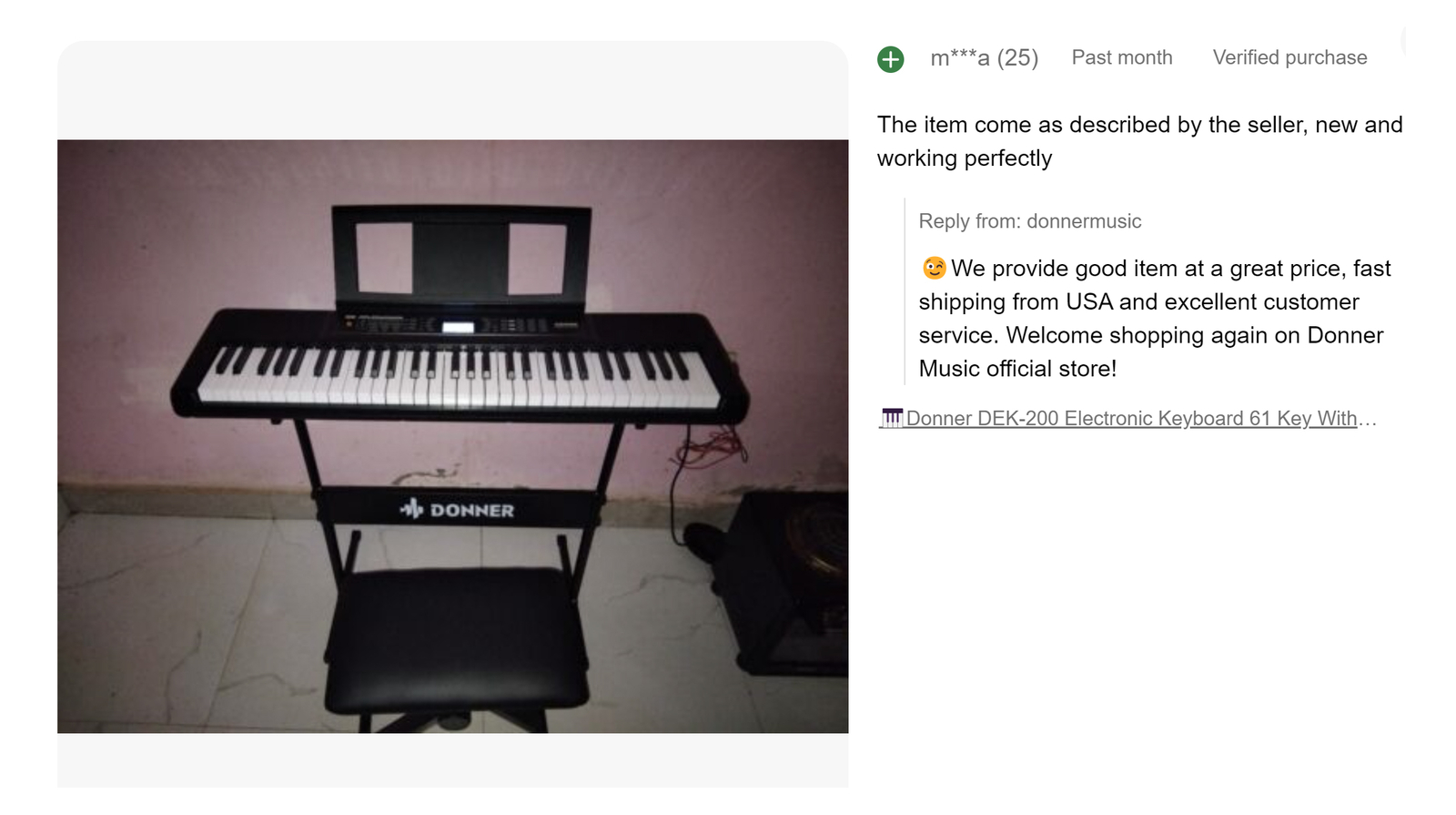 🎹 Donner DEK-200 61 Key Electronic Keyboard With Stool Stand 300 Tones 50 Demo