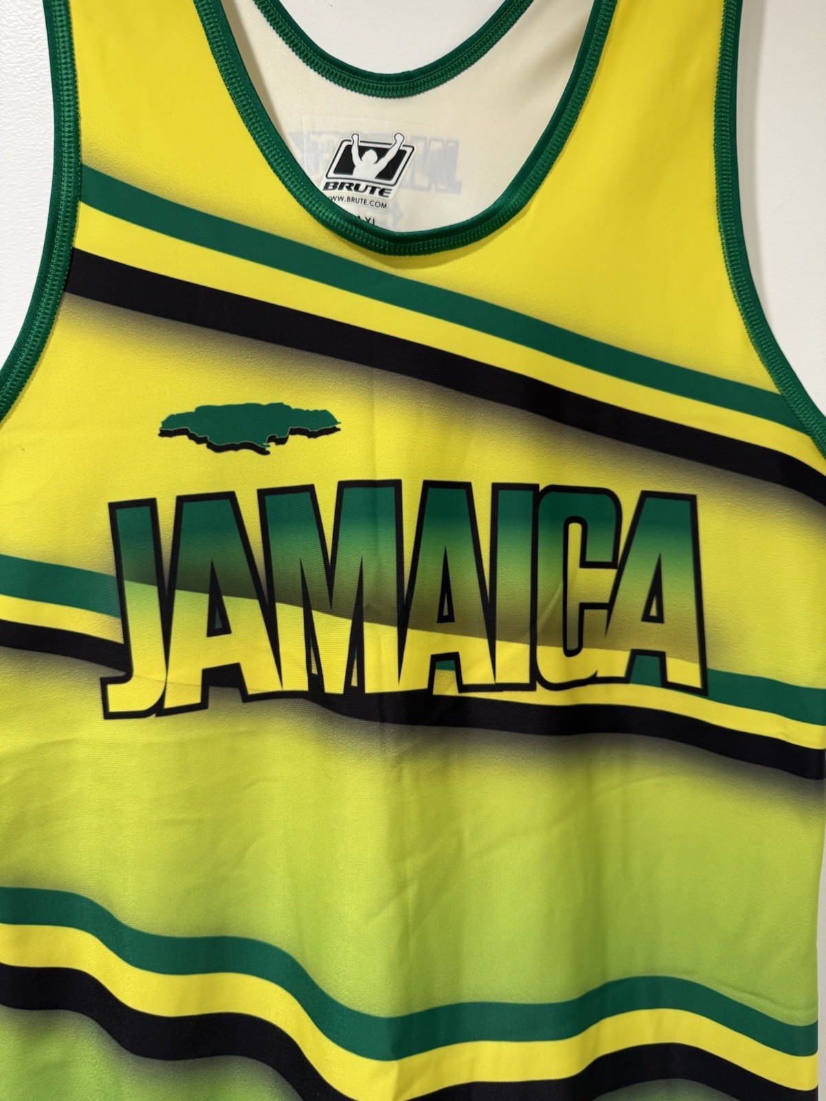 Brute Wrestling Singlet Adult XL Jamaica Jamrock Grappling Sublimated Bib