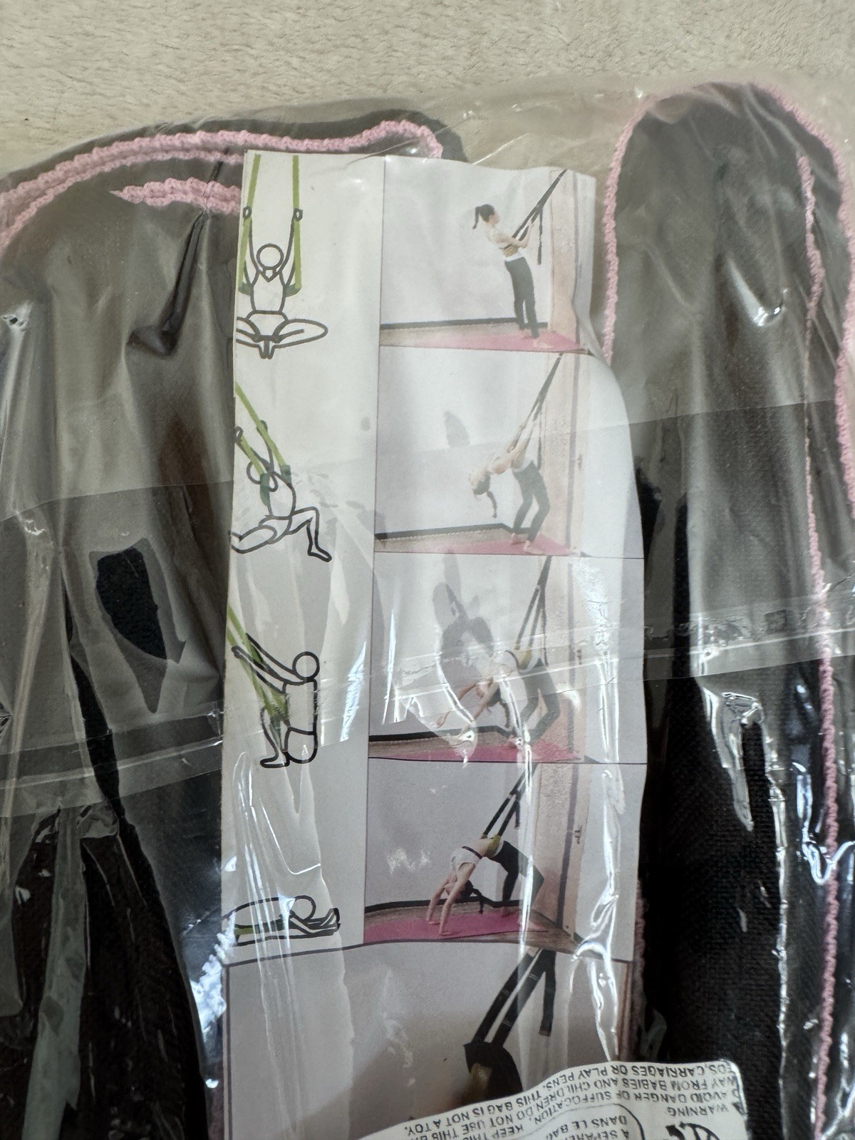 Pink Aerial Yoga Rope - Door-Mounted Stretching Strap