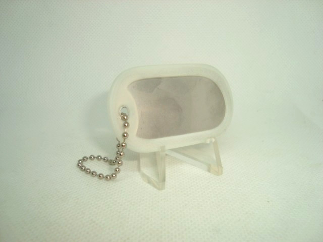 Military Dog Tag Silver Dull Finish + 4" 1n. key Chain + Silencer GLOW IN DARK