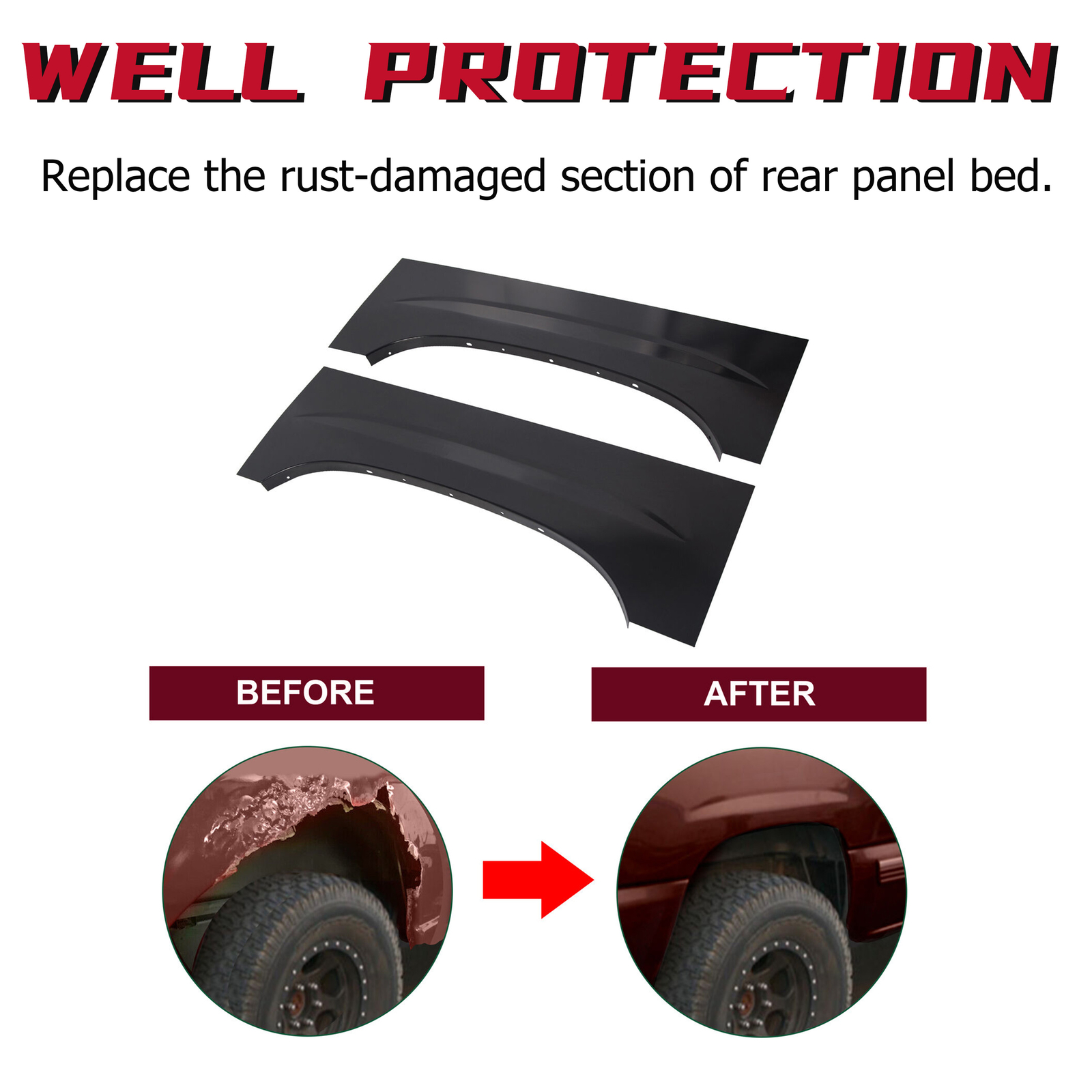 Wheel Arch Repair Panel Upper Rear Pair for 1999-2007 Chevy Silverado GMC Sierra