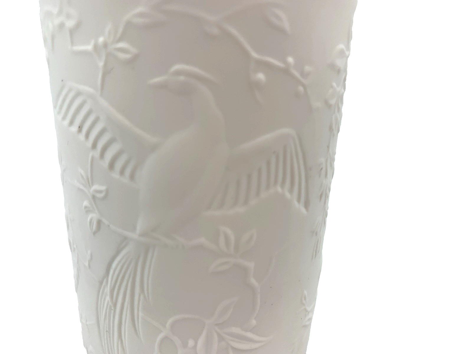 Kaiser Porcelain Vase West Germany White Bisque Birds of Paradis #68 Vintage