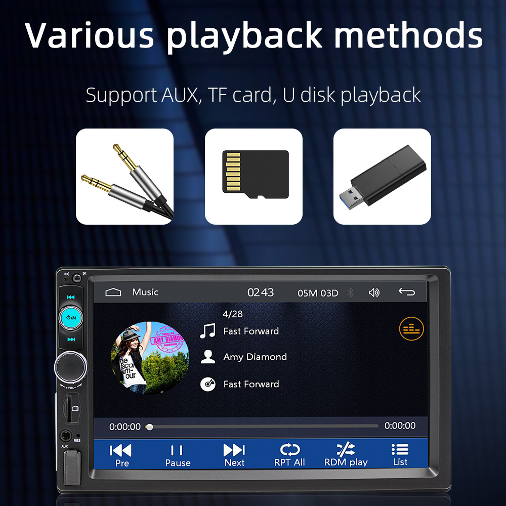 Single 1Din 7" Touch Screen Stereo Bluetooth Radio Car Apple/Android Carplay GPS