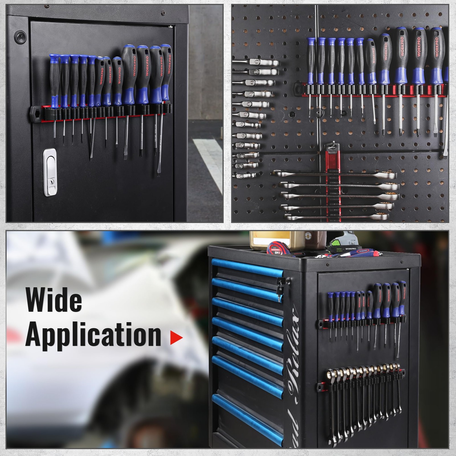 WORKPRO Magnetic Screwdriver Organizer and 13.46 x 4.02 x 2.24 inches, red