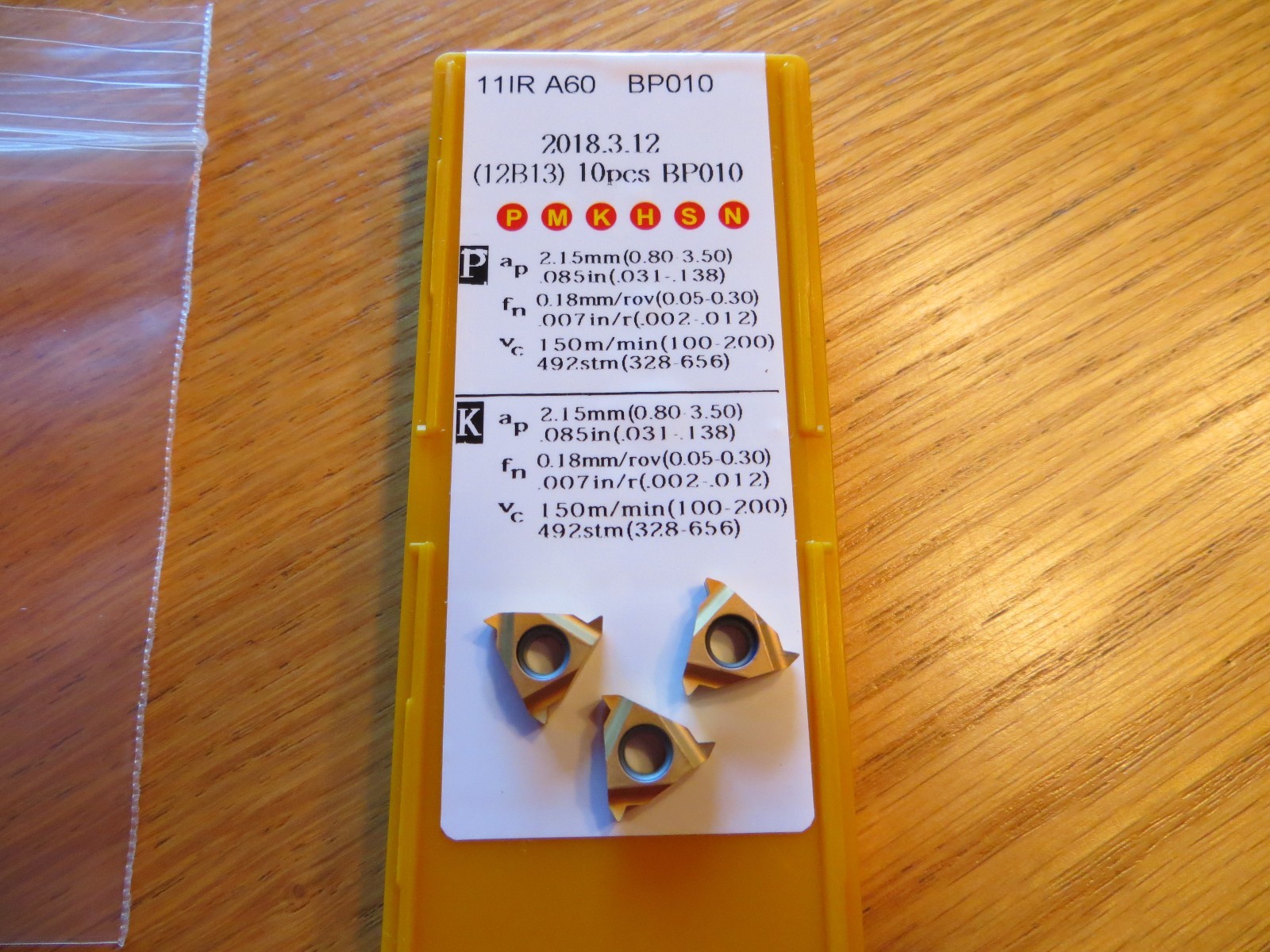Small Internal Threading Tool, Boring Tool, with 3 Carbide 11 IR A 60 inserts