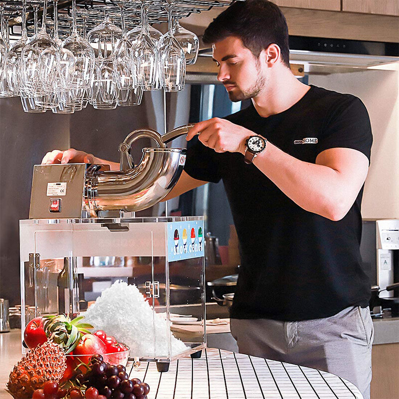 440lbs/h Electric Snow Cone Machine Ice Shaver Maker Shaving Crusher Dual Blades