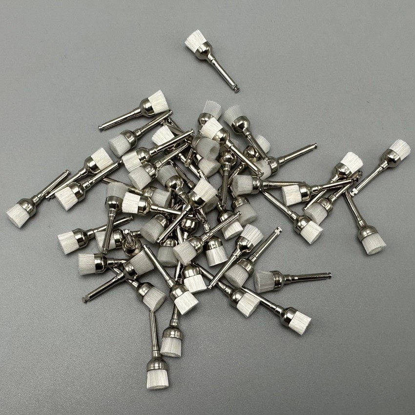 100Pcs/Pack Dental White Nylon Bowl Polishing Polisher Prophy Brushes Flat