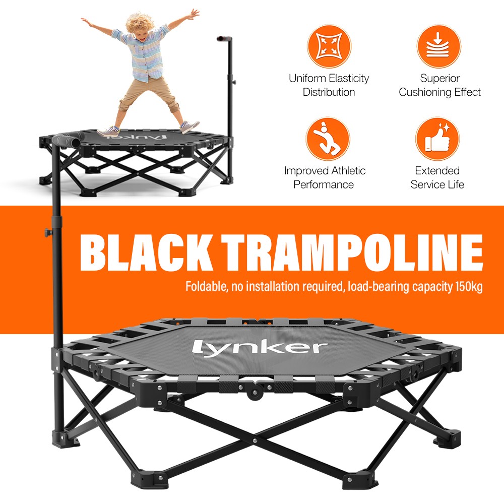 40" Heavy-Duty Mini Trampoline, 330LBS Foldable Rebounder with Handle Bar Set