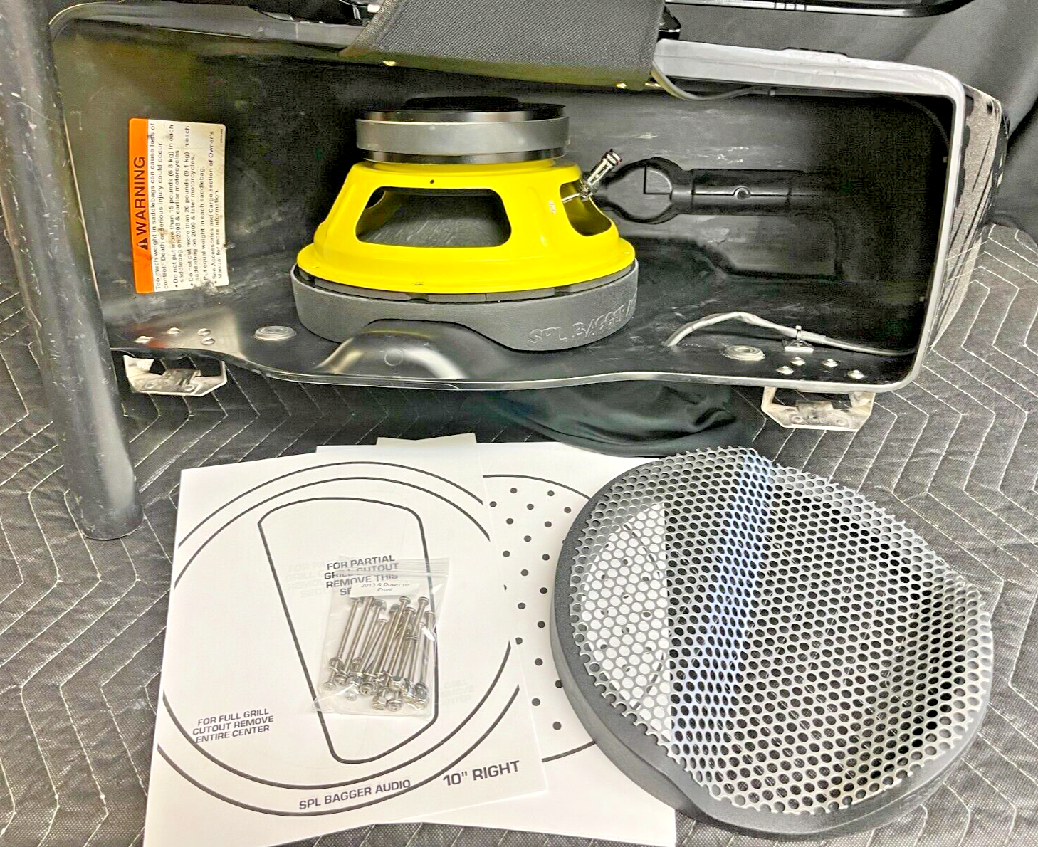 10" Harley Saddlebag Speaker Mounting Ring Adapters w/GRILLS 1994-2013