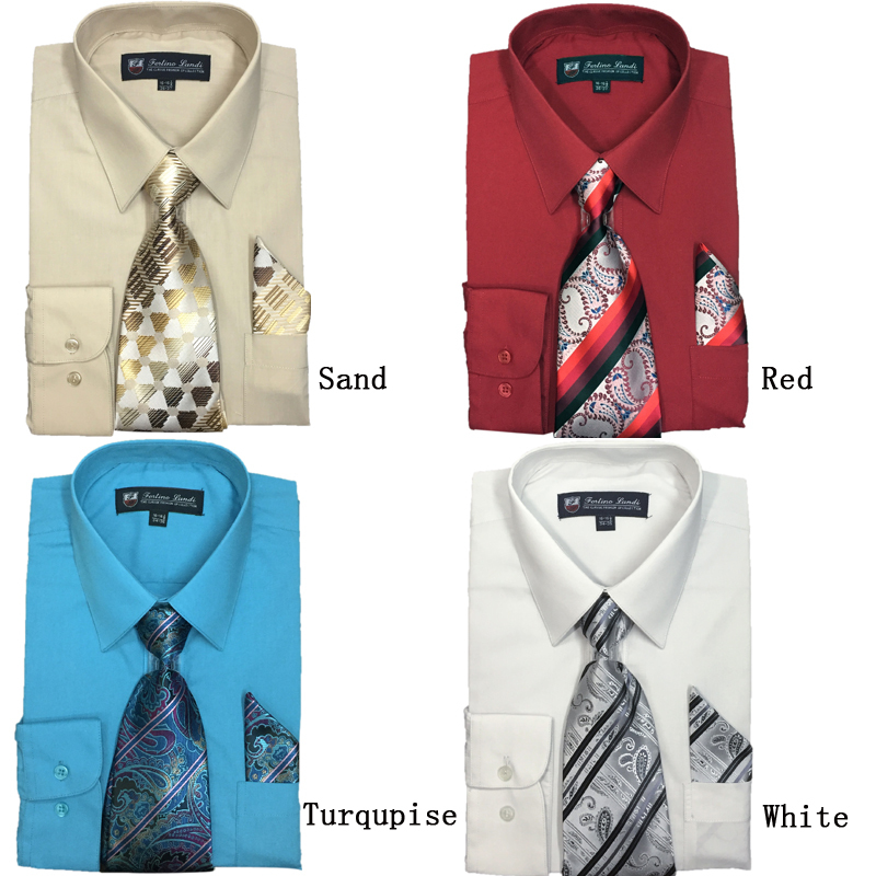 21B Men's Cotton Blend Dress Shirt with Tie and Handkerchief