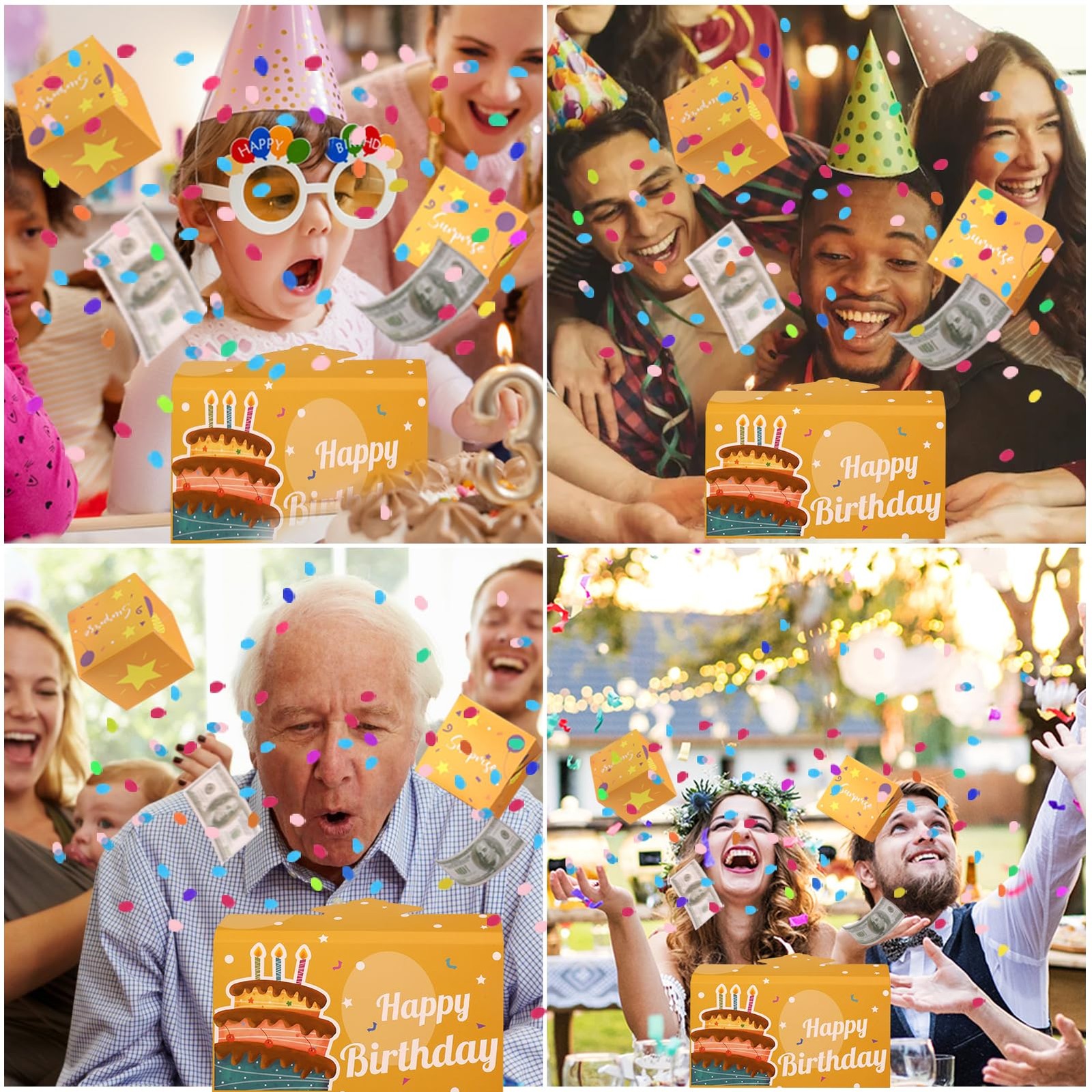 Pop Up Birthday Card, Confetti, Surprise Gift Box, Money, Cash, Explosion, Box