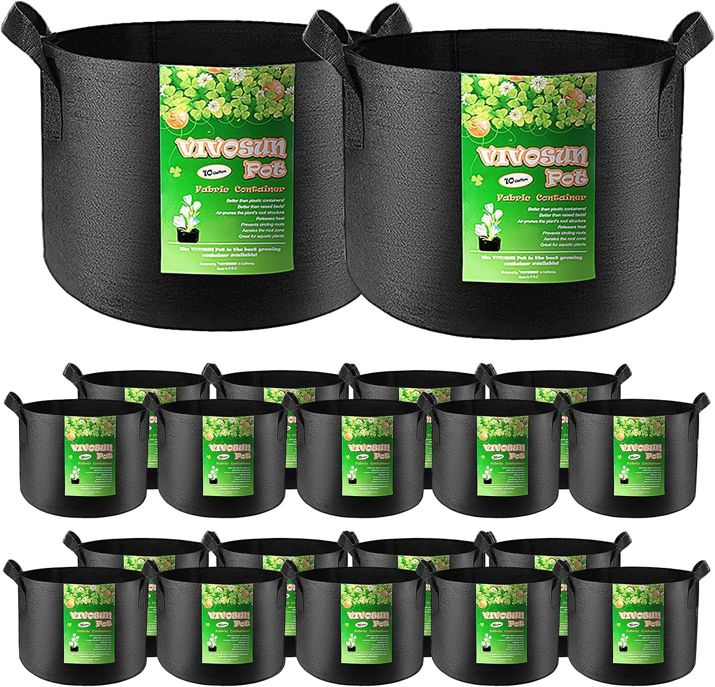 VIVOSUN 10/20 Pack Plant Grow Bags Fabric Pot Nursery Soil Nonwoven w/ Handle