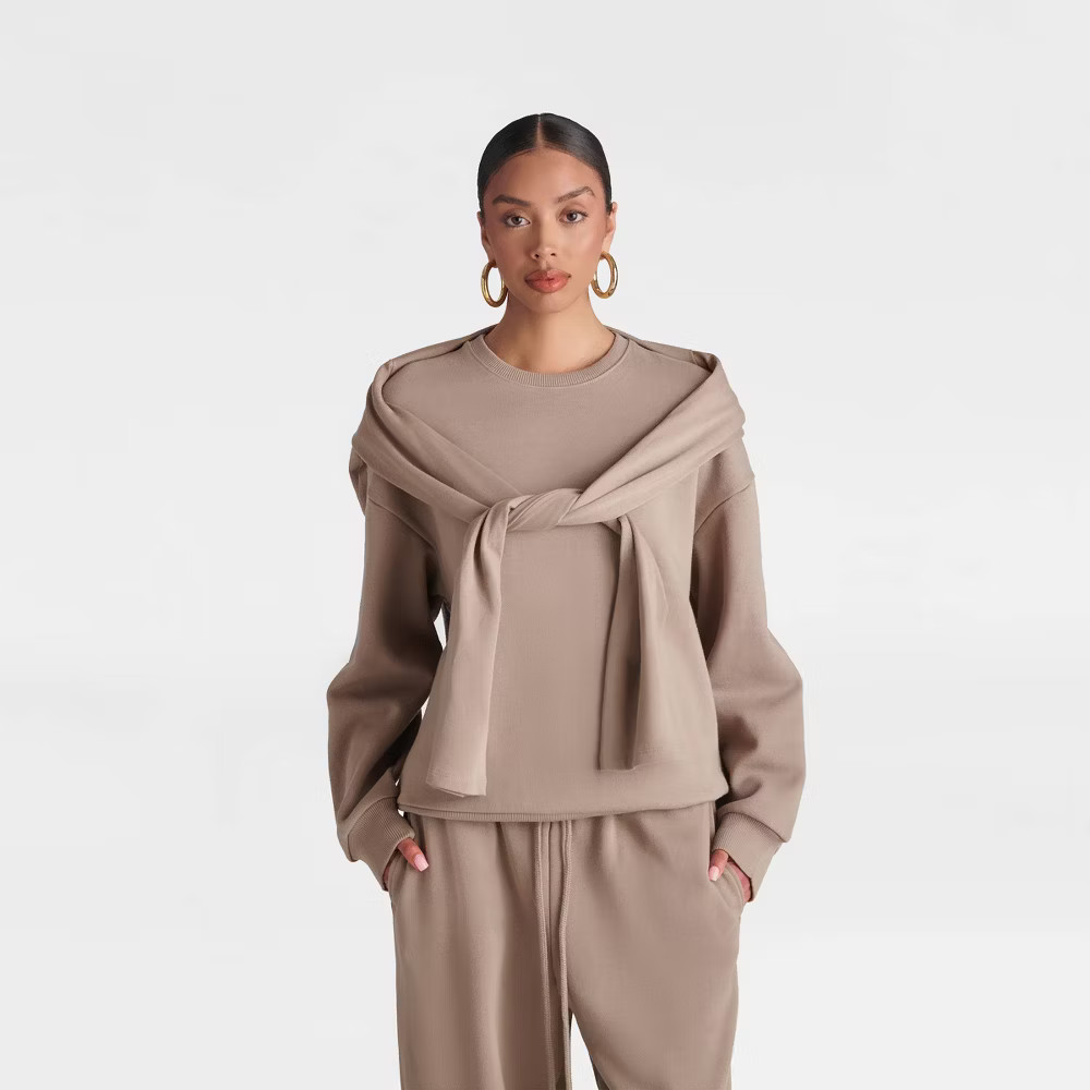 KBB by KAHLANA Women's Long Sleeve 'The Double Layer Crewneck Sweatshirt' -