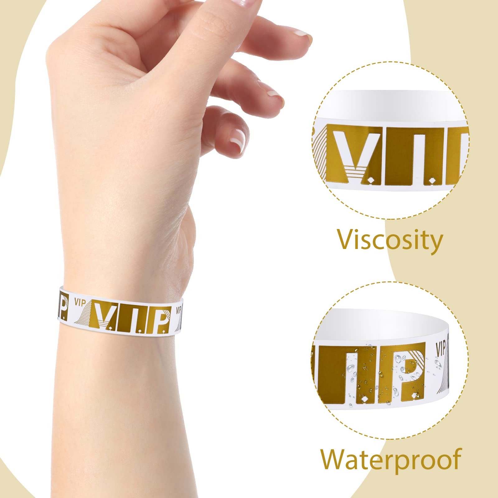 200 Pcs VIP Wristbands Waterproof Paper Bracelets for Events Party