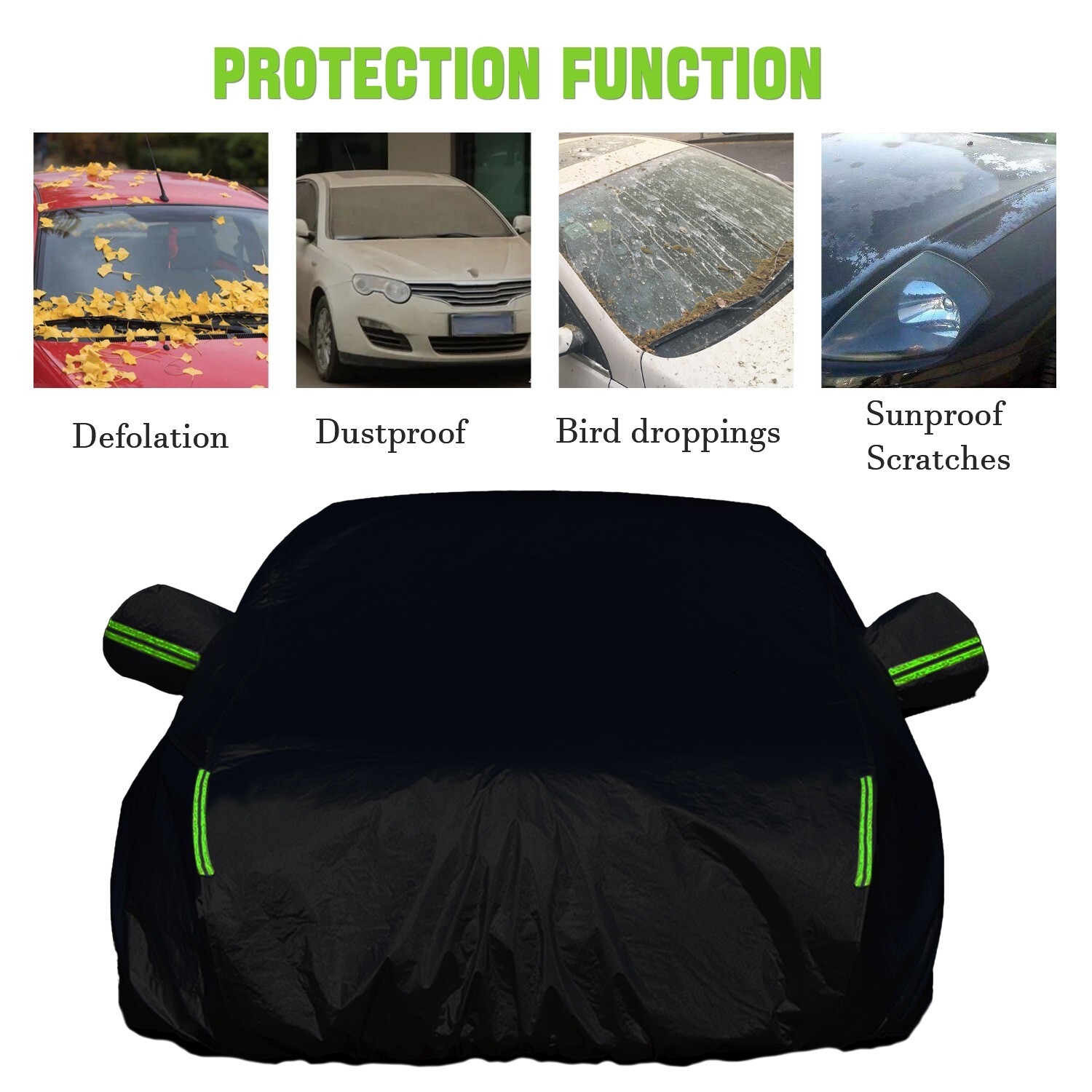 Full Car Cover For Mercedes-Benz UV Snow Dust Rain Resistant Protection Black
