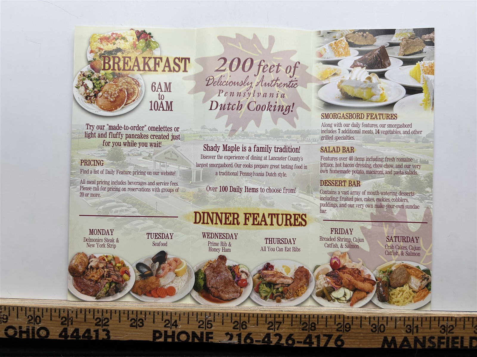 Shady Maple Smorgasbord Buffet East Earl PA Information Brochure Vintage