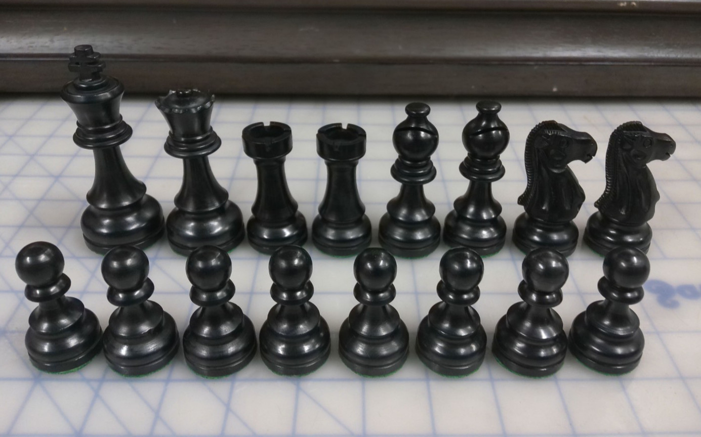 16 Black Wooden Chess Pieces Set | King 4 Inches