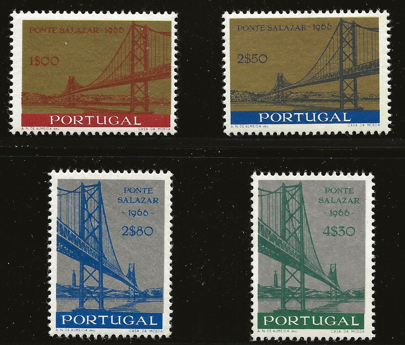 Portugal Scott #976-79, Singles 1966 Complete Set FVF MNH