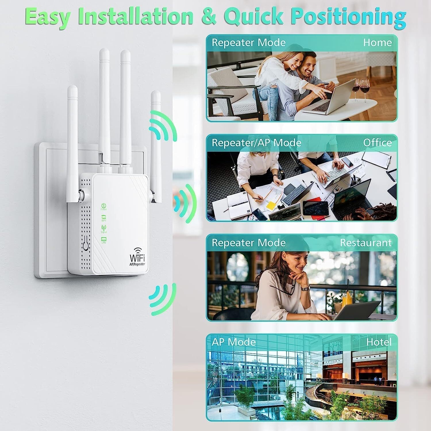 WiFi Extender Signal Booster Up to 5000sq.ft and 45 Devices, WiFi Range Extender