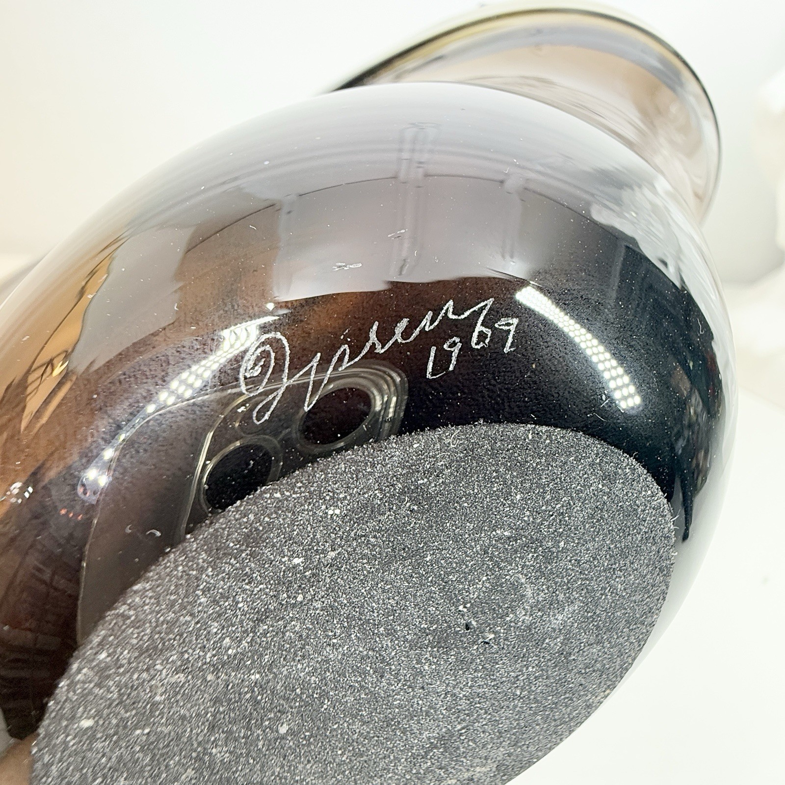 KENT IPSEN Glass VASE Brutalist MCM 1969 Abstract Sculpture Eames Era